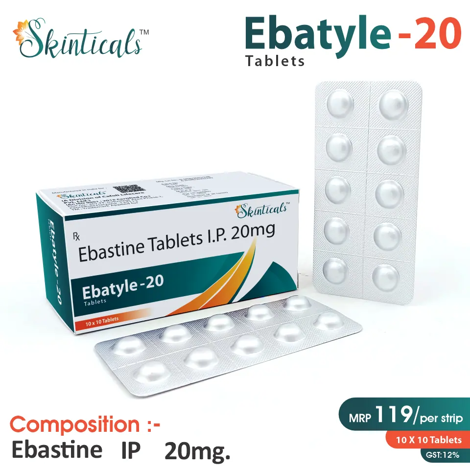 Ebastine (20mg) Tablet at Best Price in PCD Pharma Franchise for Antihistamine and Allergy Relief, Asthma Management.